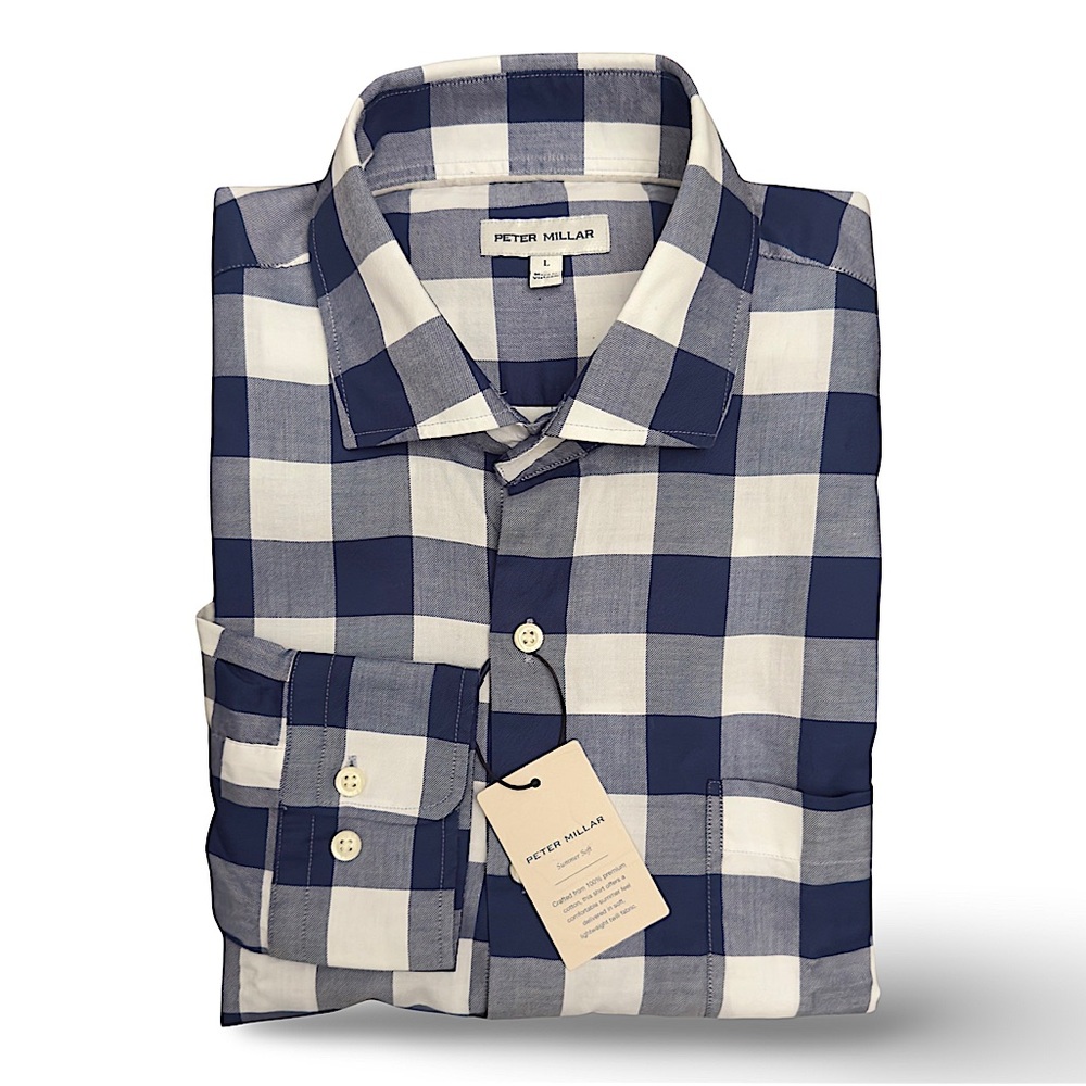 Peter Millar Oakbrook Summer Soft Cotton Sport Shirt- Atlantic Blue